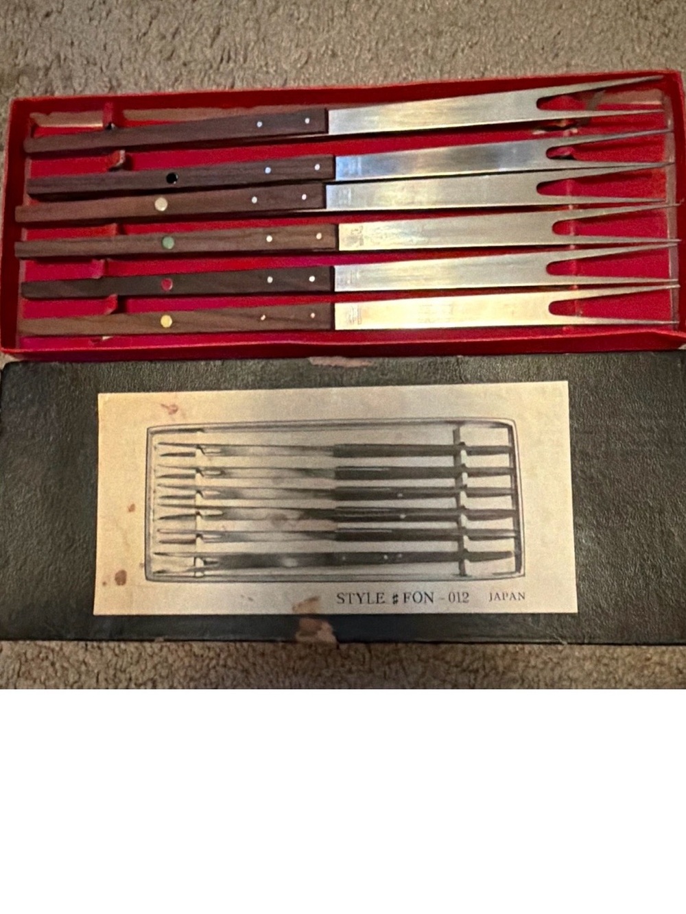 Stainless Steel Fondue Forks Set Wood Handles FON-012 Japan Silver/Brown/Red